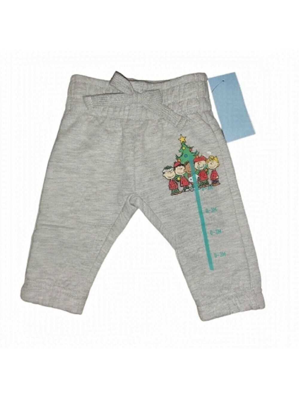 CHARLIE Brown Christmas Light Gray Baby Cotton Blend Sweatpants-Size 0-3 Months